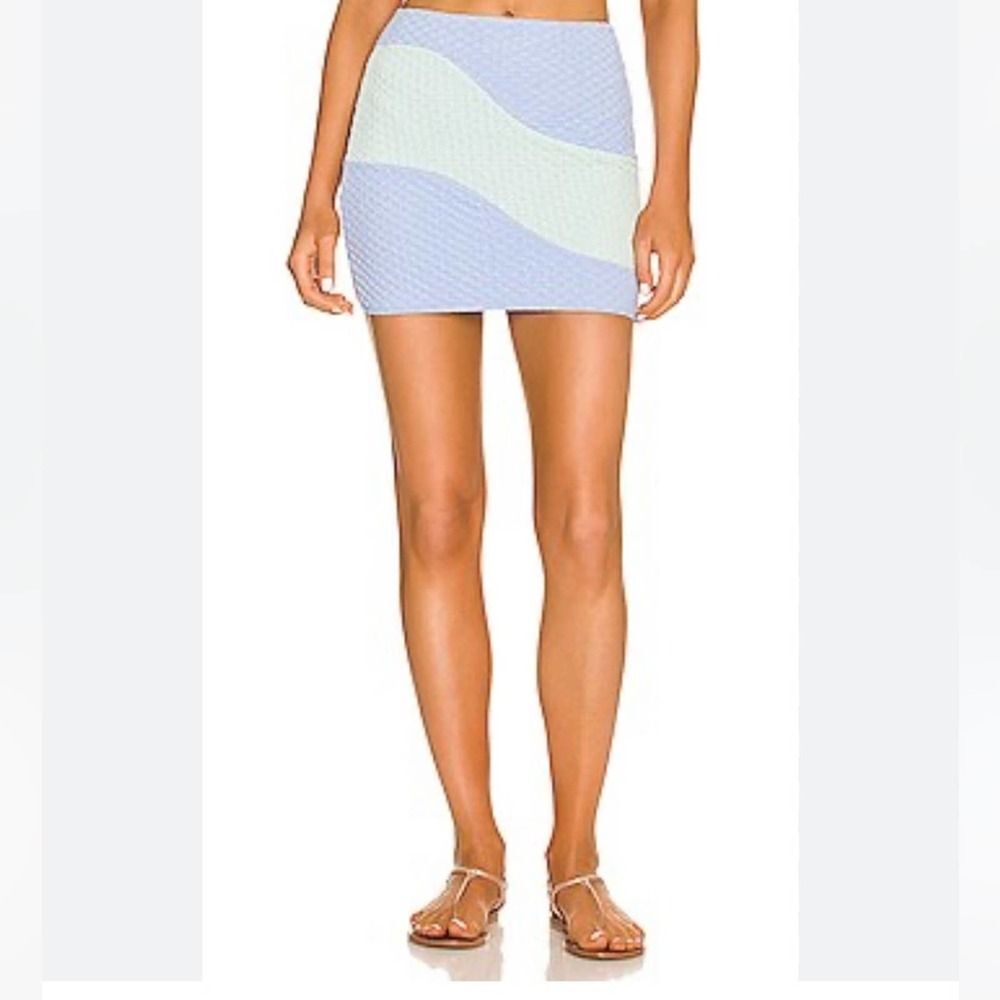 Lovers + Friends Blue and Cream Swim Skirt sz L